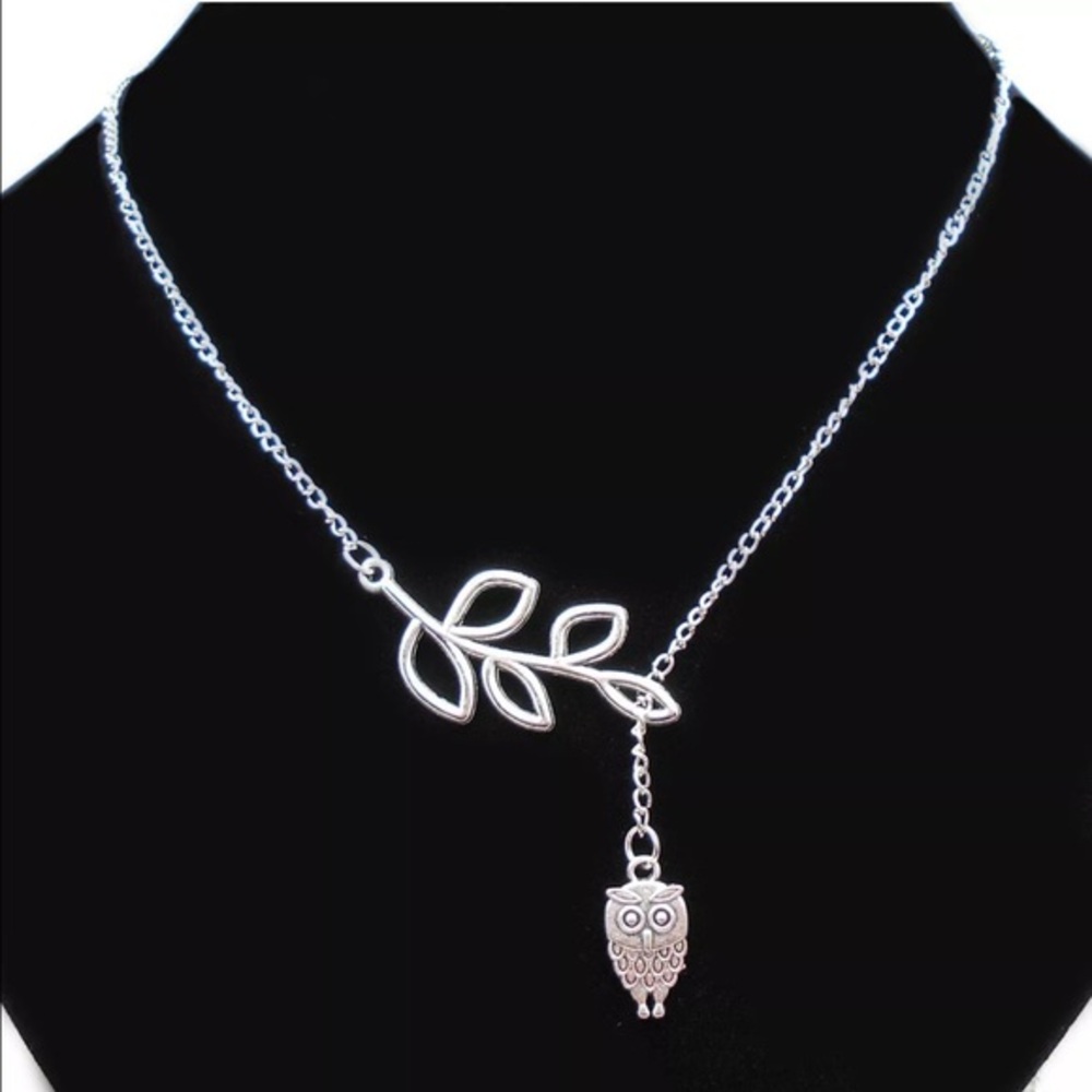🌸BEAUTIFUL LARIAT necklace Leaf & Owl N4